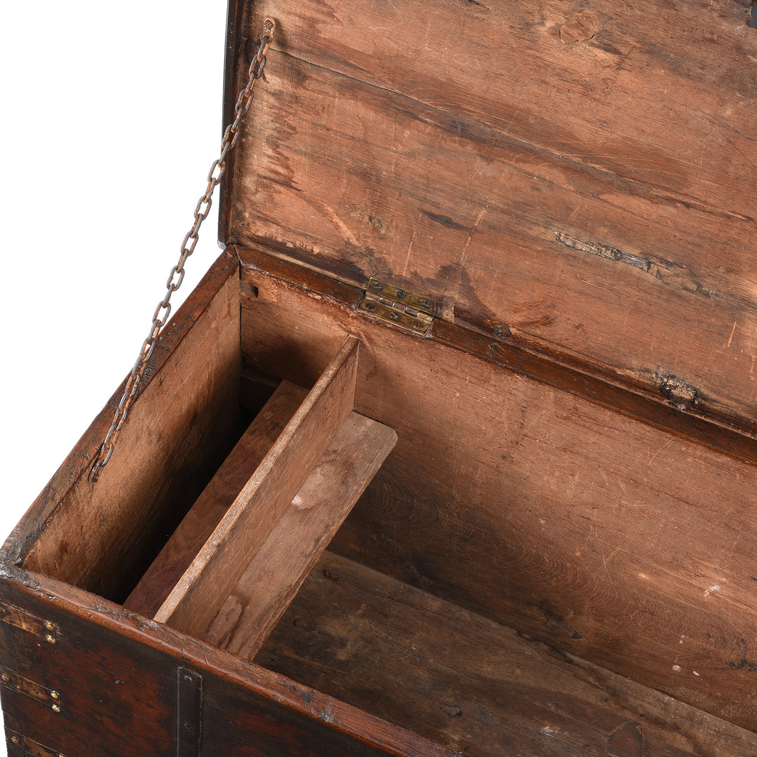 Candle Box Detail from Antique Brass Bound Teak Chest From Kutch | Indigo Antiques