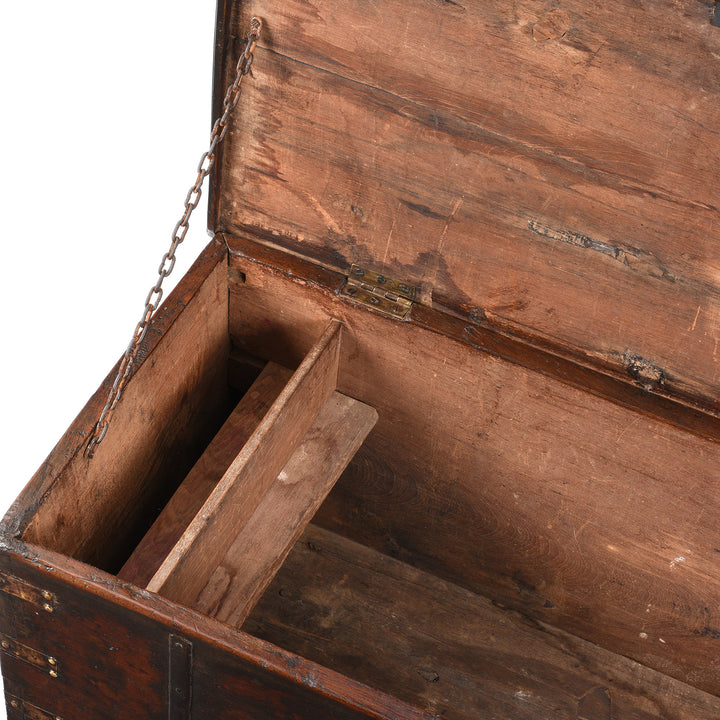 Candle Box Detail from Antique Brass Bound Teak Chest From Kutch | Indigo Antiques