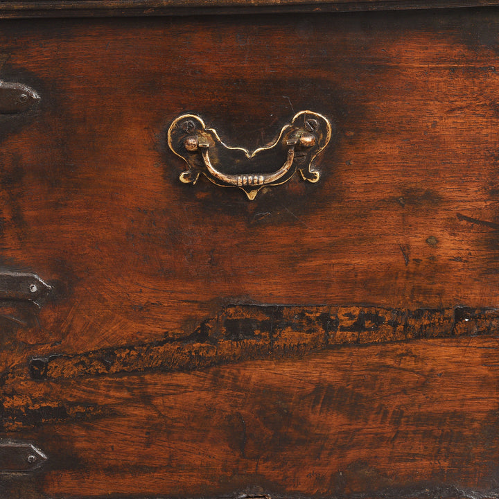 Handle Detail From Antique Brass Bound Teak Chest From Kutch | Indigo Antiques