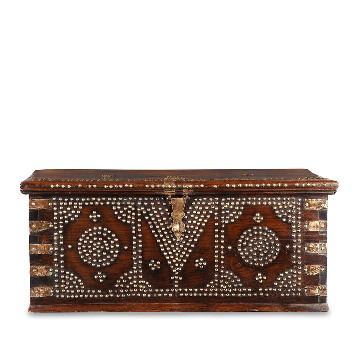 Antique Rosewood Studded 'Zanzibar' Chest From Kutch | Indigo Antiques