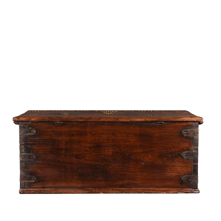 Back Of Antique Rosewood Studded 'Zanzibar' Chest From Kutch | Indigo Antiques
