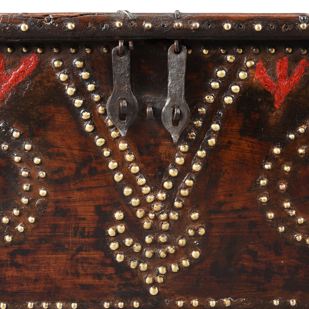 Latch Detail From Antique Rosewood Studded 'Zanzibar' Chest From Kutch | Indigo Antiques