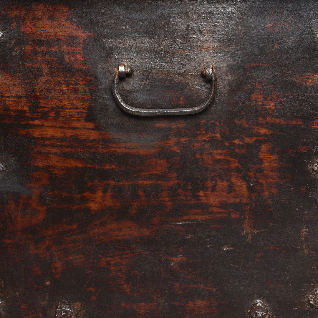 Handle Detail From Antique Rosewood Studded 'Zanzibar' Chest From Kutch | Indigo Antiques