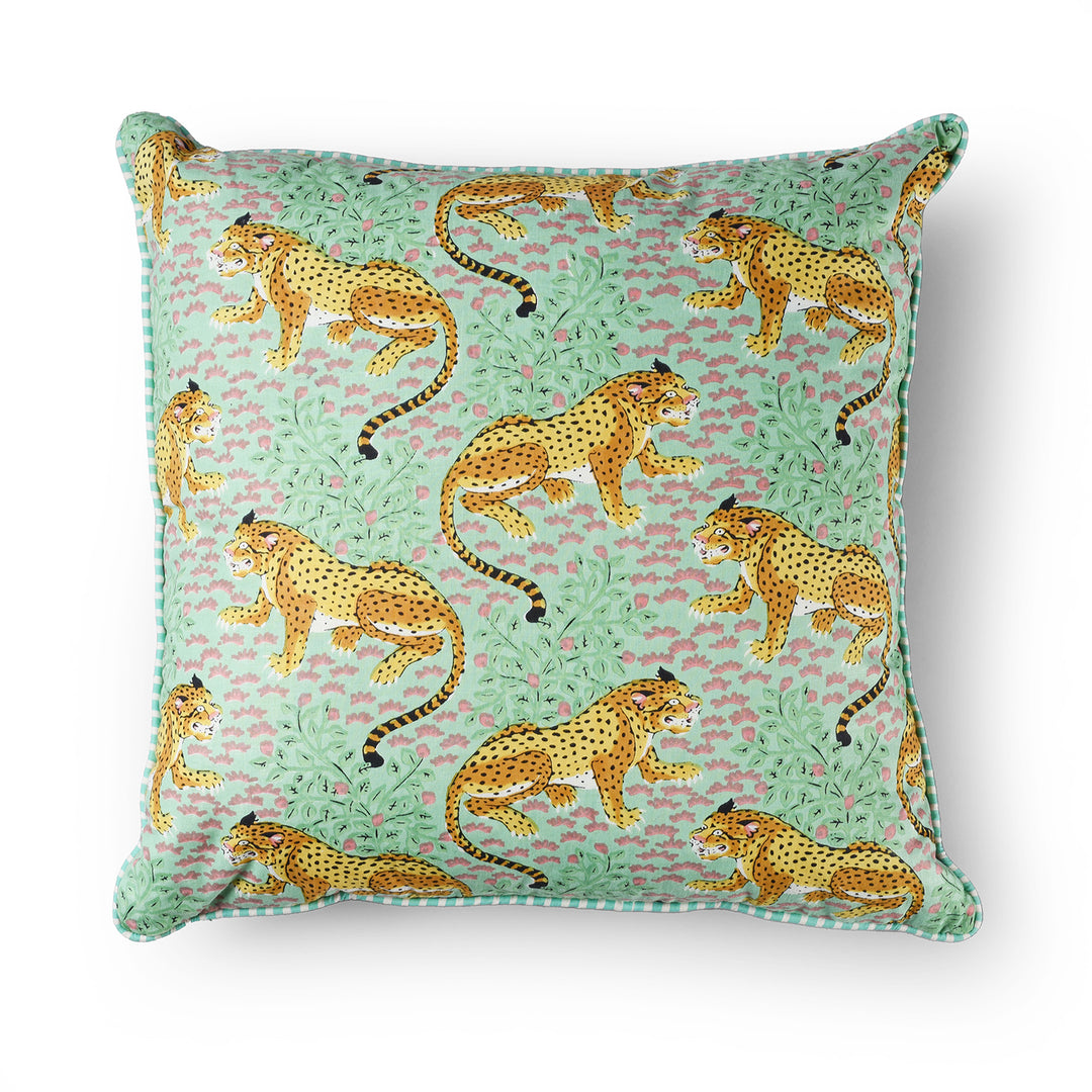 Cotton Leopard Design Cushion Cover with Pad | Indigo Antiques