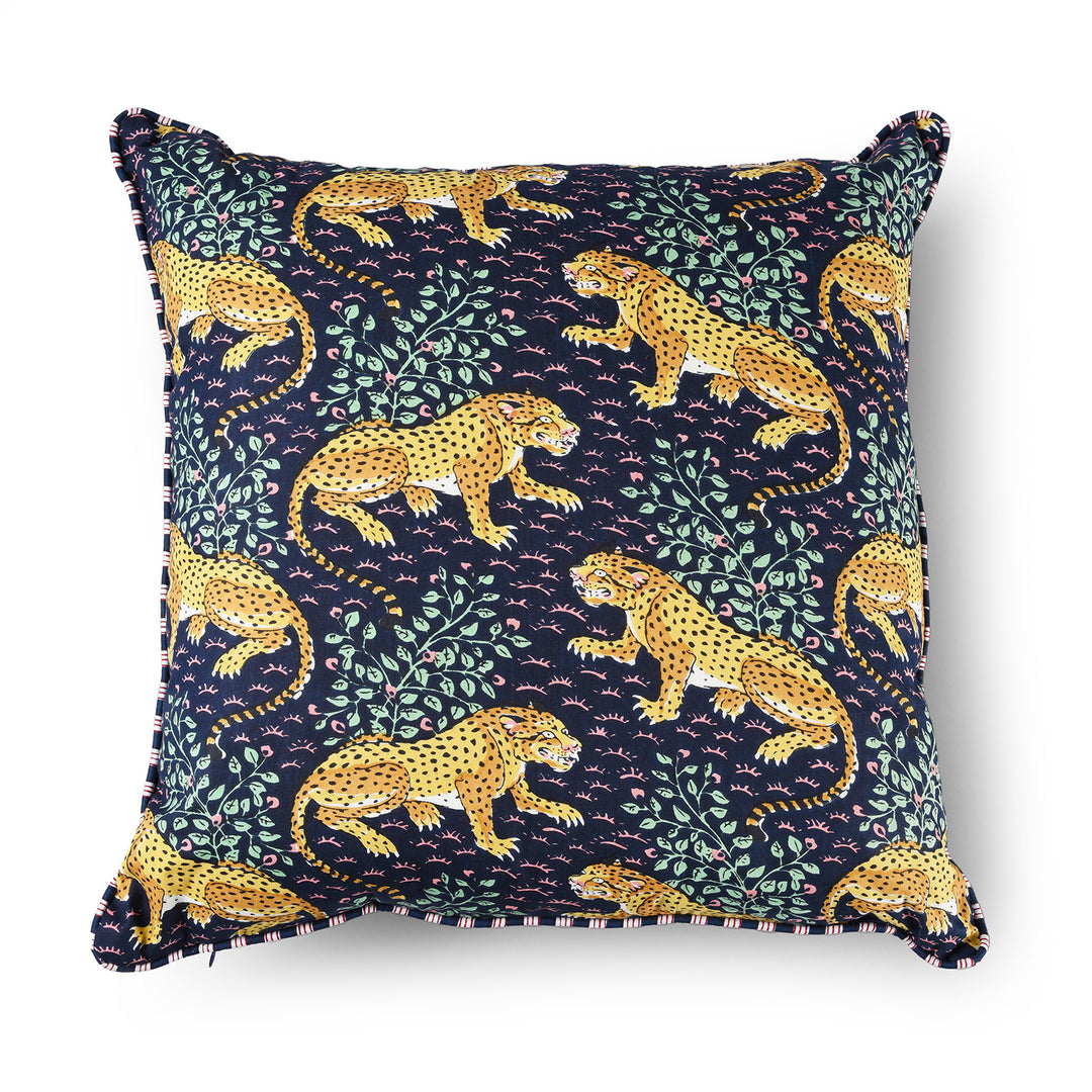 Cotton Leopard Design Cushion Cover with Pad | Indigo Antiques