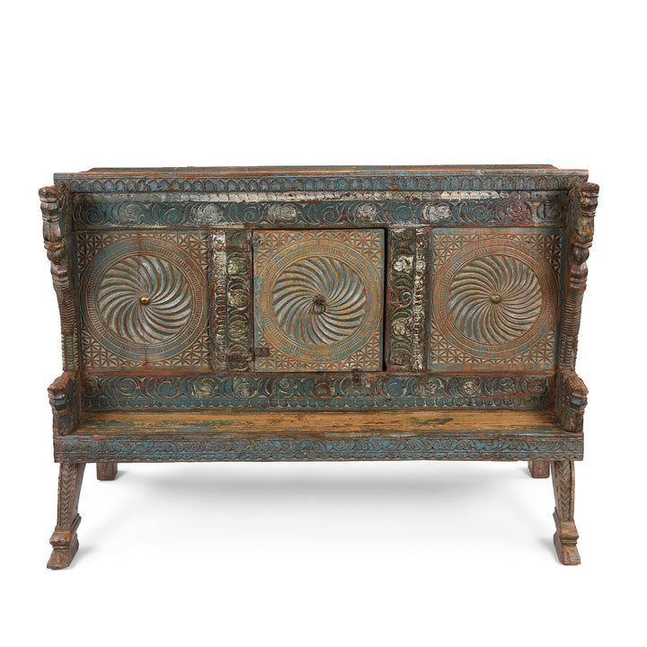 Antique Carved Teak "Manjus" Dowry Chest From Gujarat | Indigo Antiques