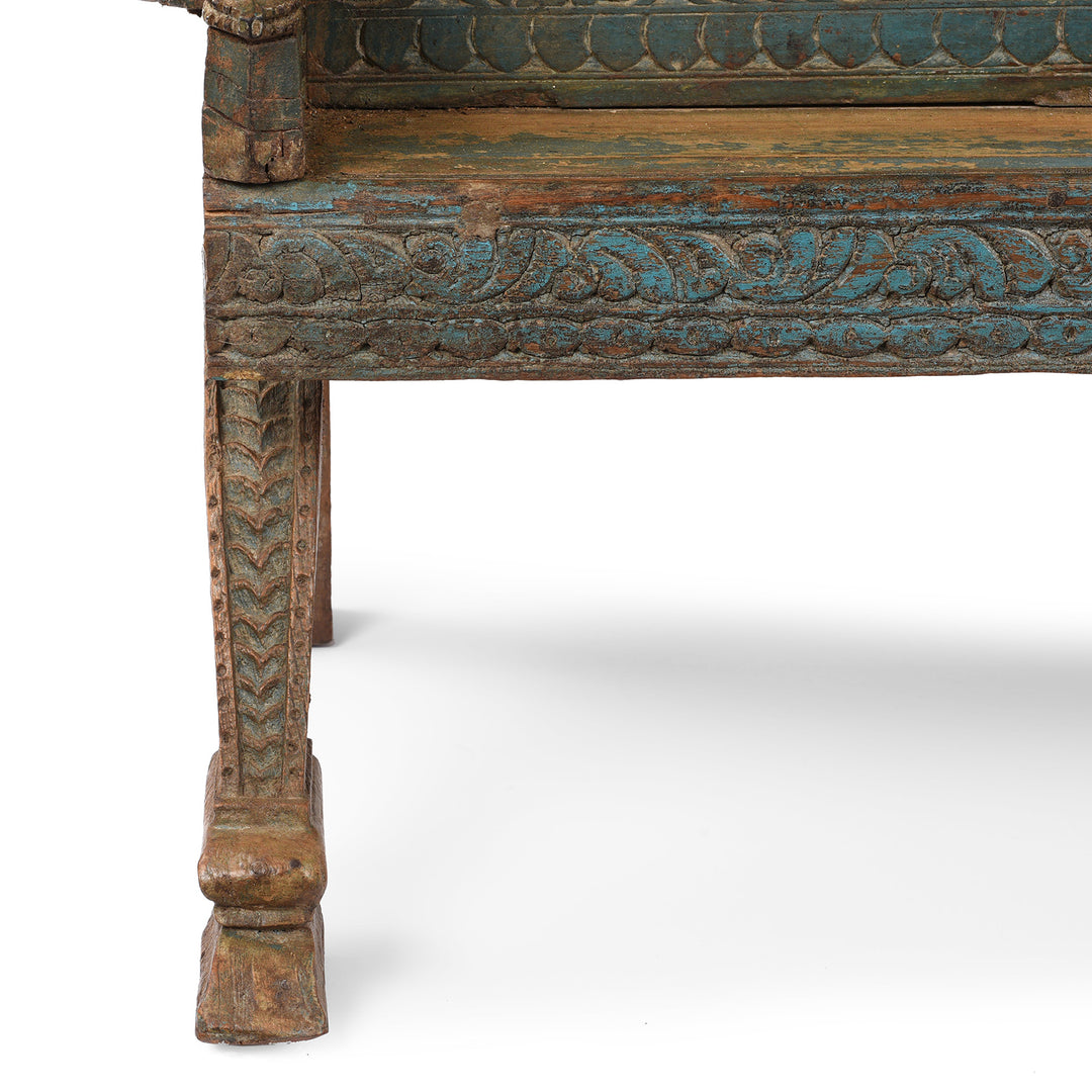 Leg Carving Detail From Antique Carved Teak "Manjus" Dowry Chest From Gujarat | Indigo Antiques