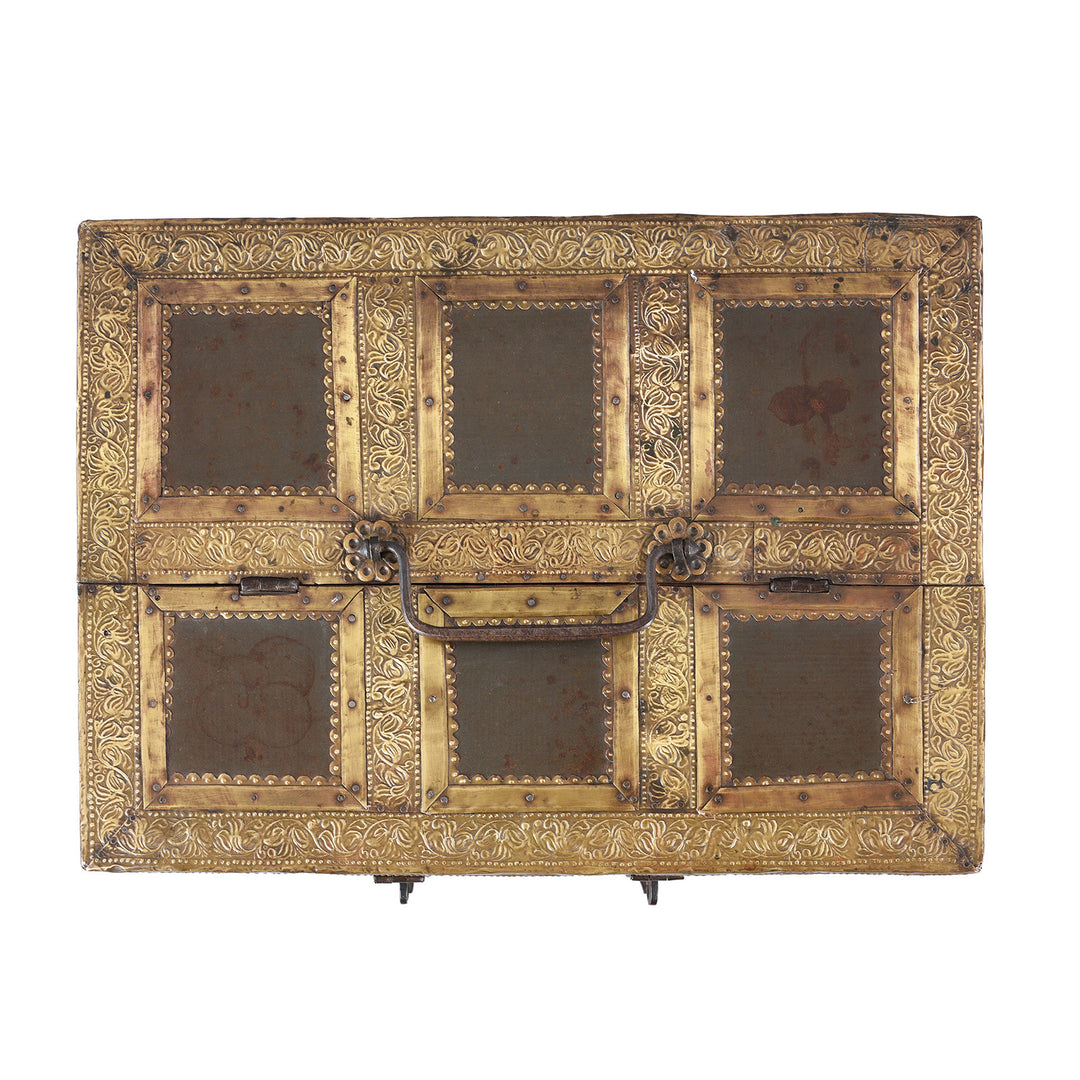 Top Down View Of Antique Indian Shekhawati Trousseau Box | Indigo Antiques