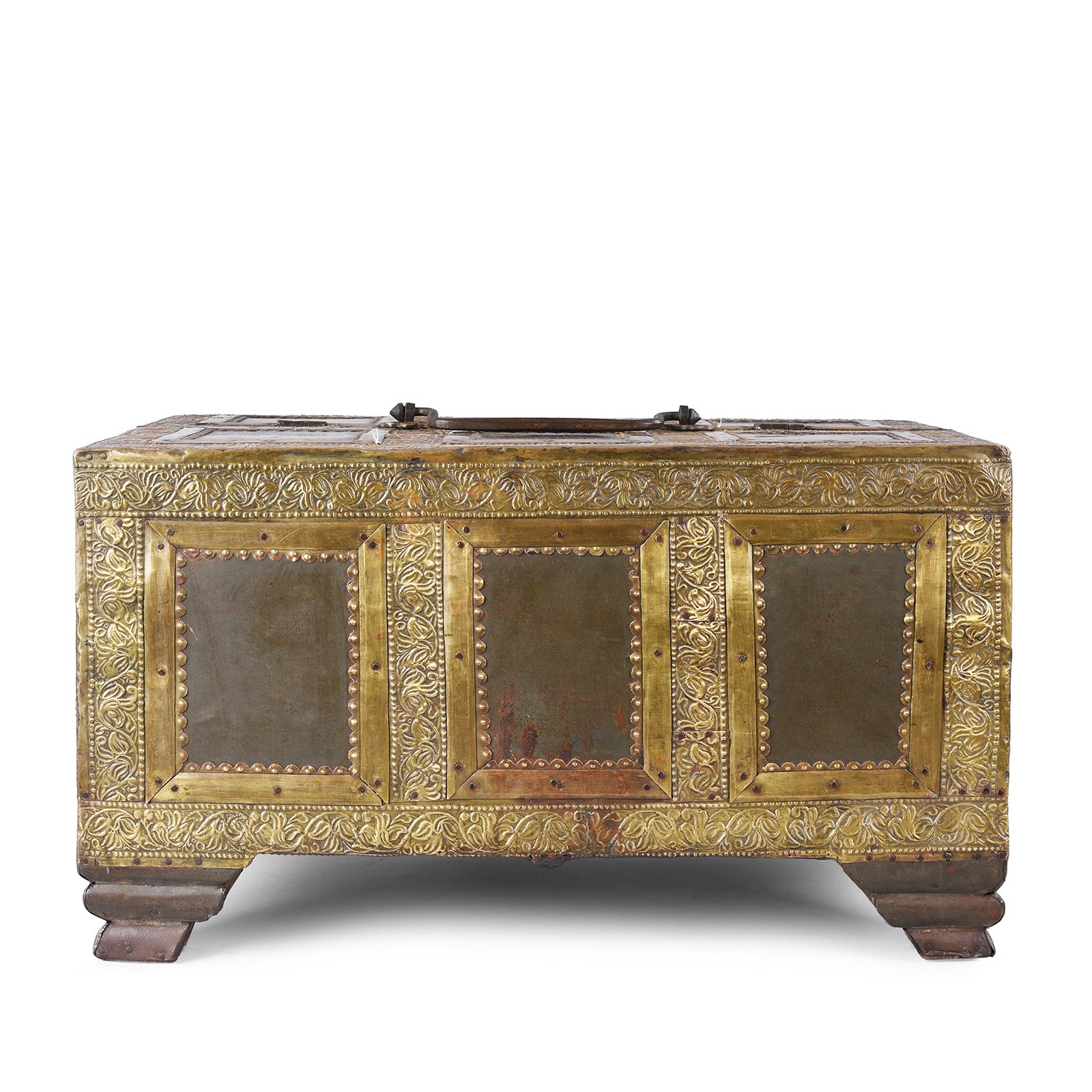 Brass & Iron Marwari Trousseau Box From Shekhawati - 19th Century Brass & Iron Marwari Trousseau Box From Shekhawati - 19th Century