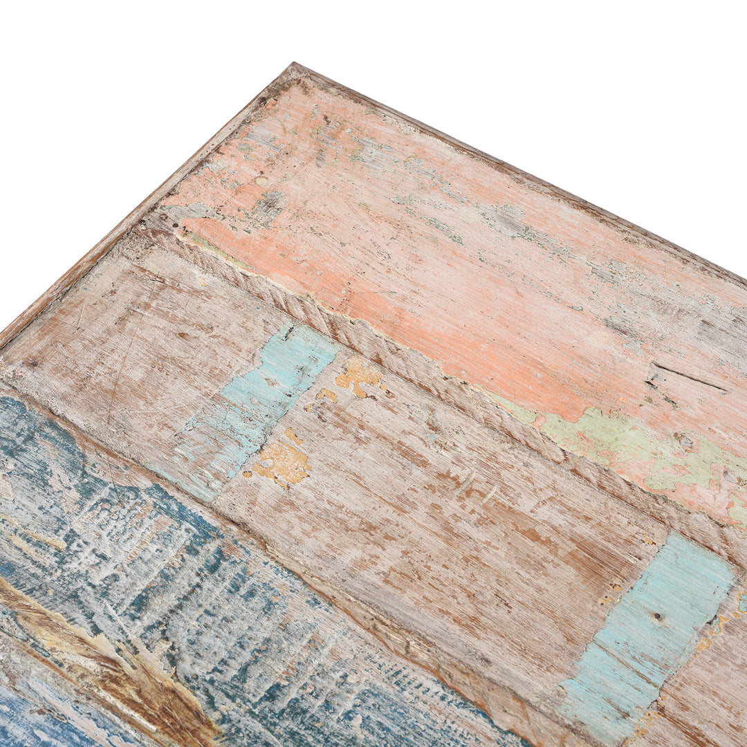 Corner Detail From Indian Takhat Coffee Table Made From Reclaimed Teak | Indigo Antiques