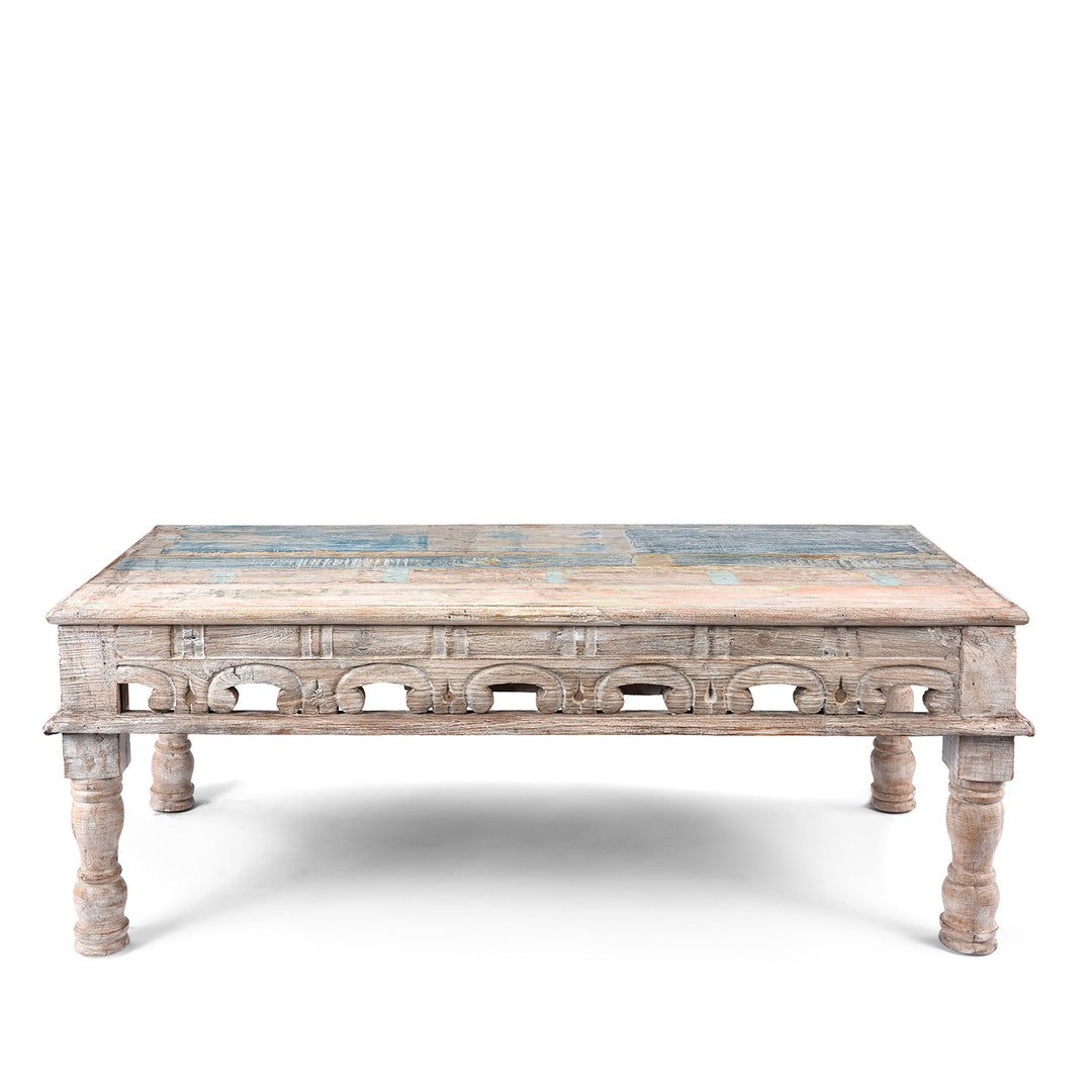 Back Of Indian Takhat Coffee Table Made From Reclaimed Teak | Indigo Antiques