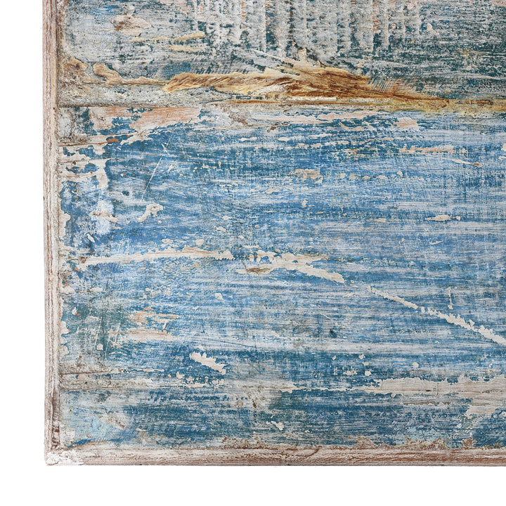 Top Conrer Detail From Indian Takhat Coffee Table Made From Reclaimed Teak | Indigo Antiques