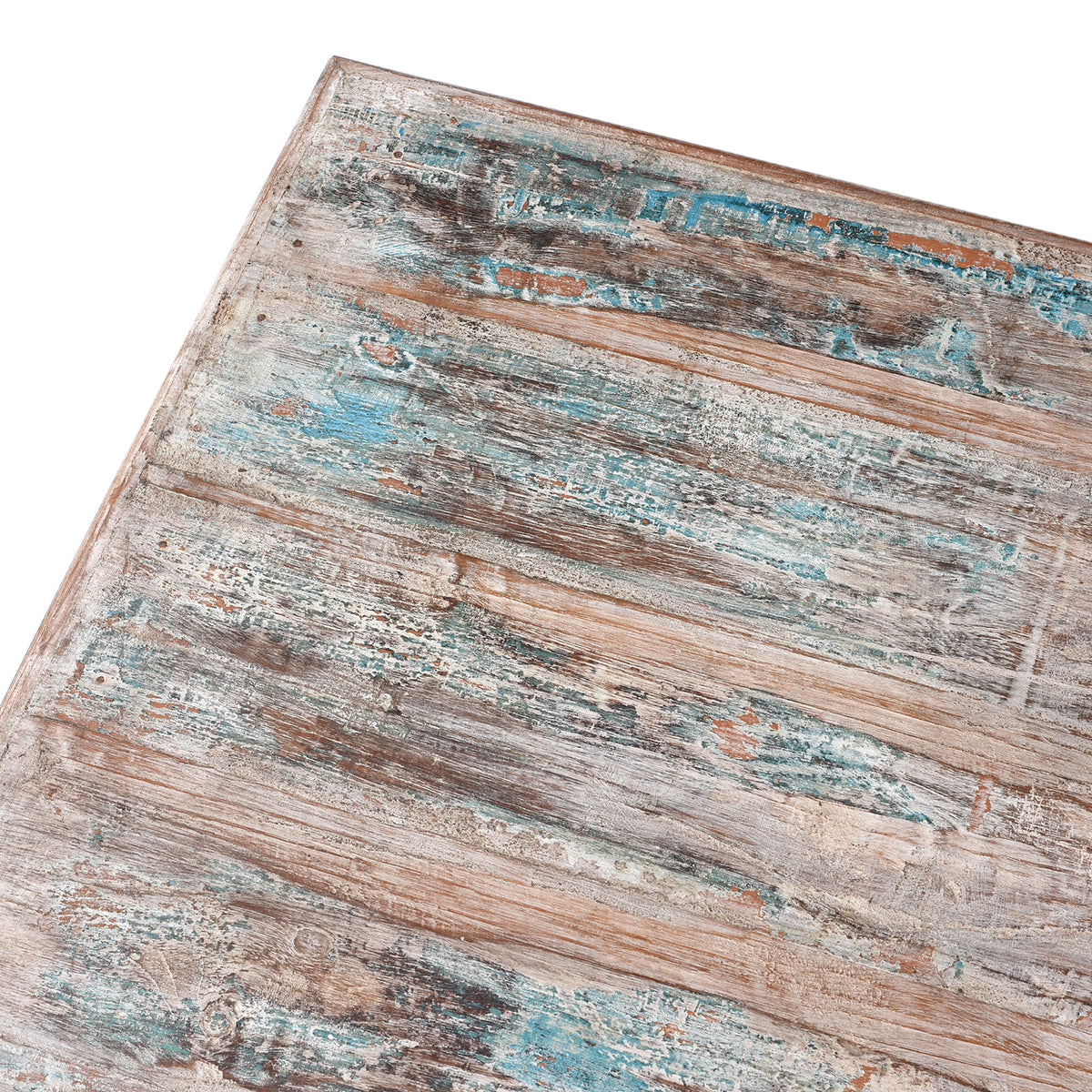 Corner Detail From Indian Coffee Table Made From Reclaimed Teakwood | Indigo Antiques