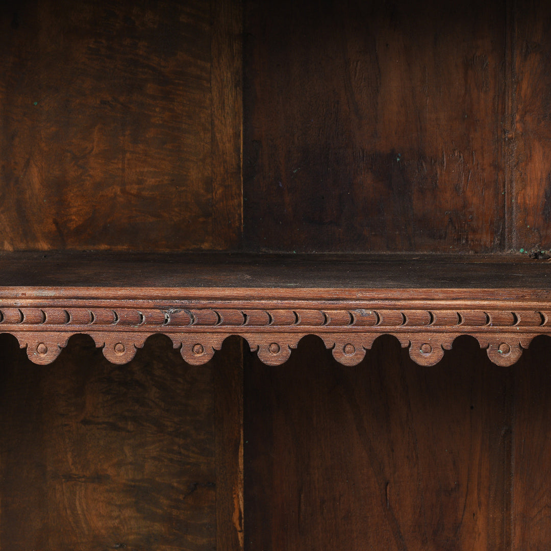 Shalef Detail From Antique Green Painted Teak Glazed Wall Cabinet - Ca 1930 | Indigo Antiques