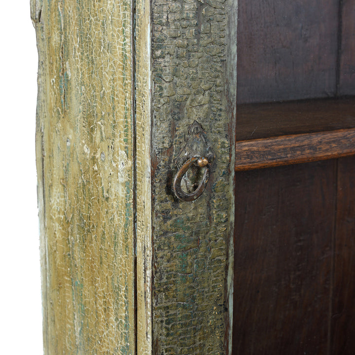 Latch Detail From Vintage Green Painted Glazed Wall Cabinet | Indigo Antiques