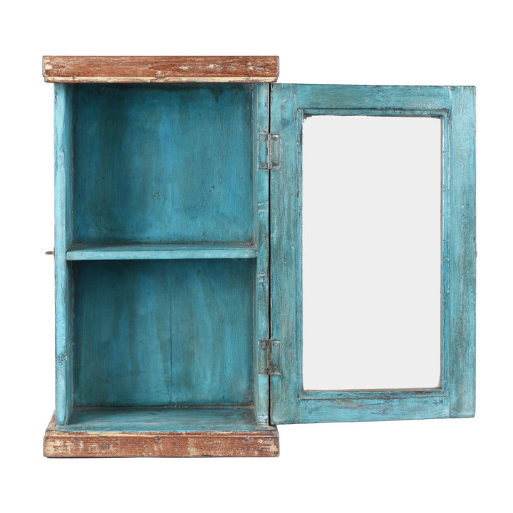 Interior of Vintage Brown Painted Glazed Wall Cabinet | Indigo Antiques