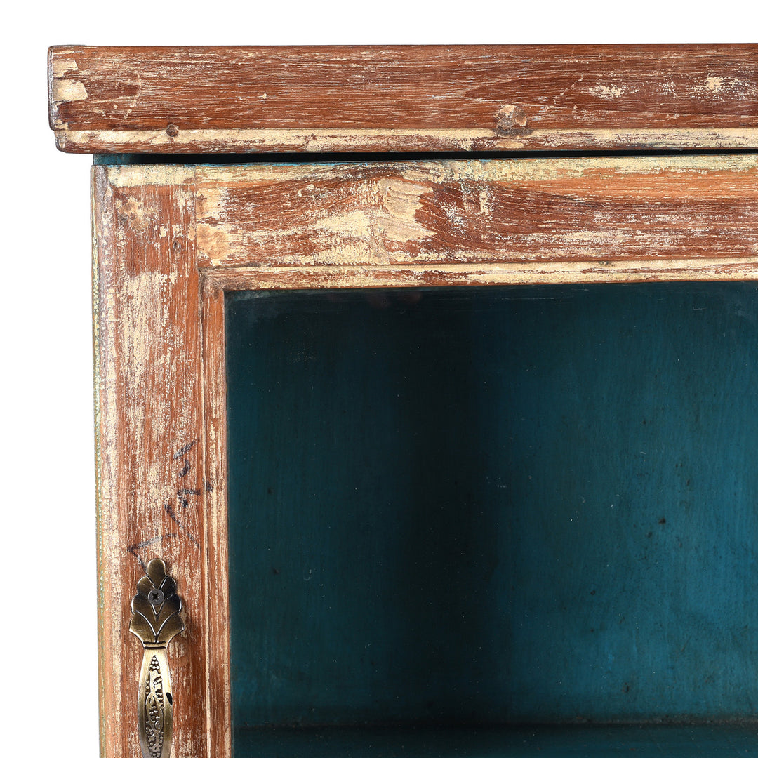 Frame Detail From Vintage Brown Painted Glazed Wall Cabinet | Indigo Antiques