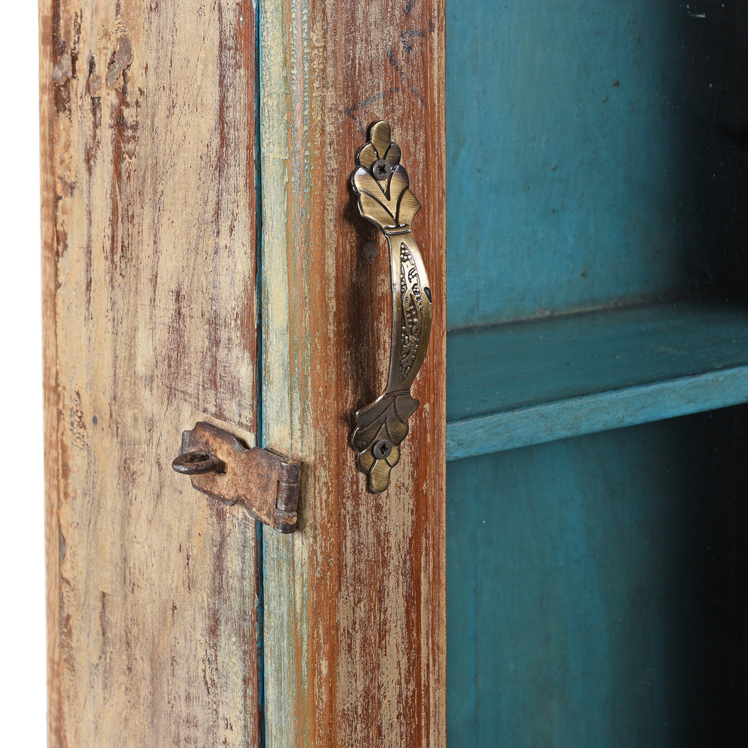 Latch Detail From Vintage Brown Painted Glazed Wall Cabinet | Indigo Antiques