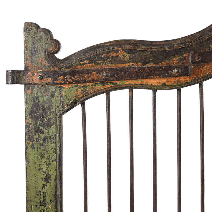 Corner Detail From Teak & Iron Jali Dog Gate From Gujarat | Indigo Antiques