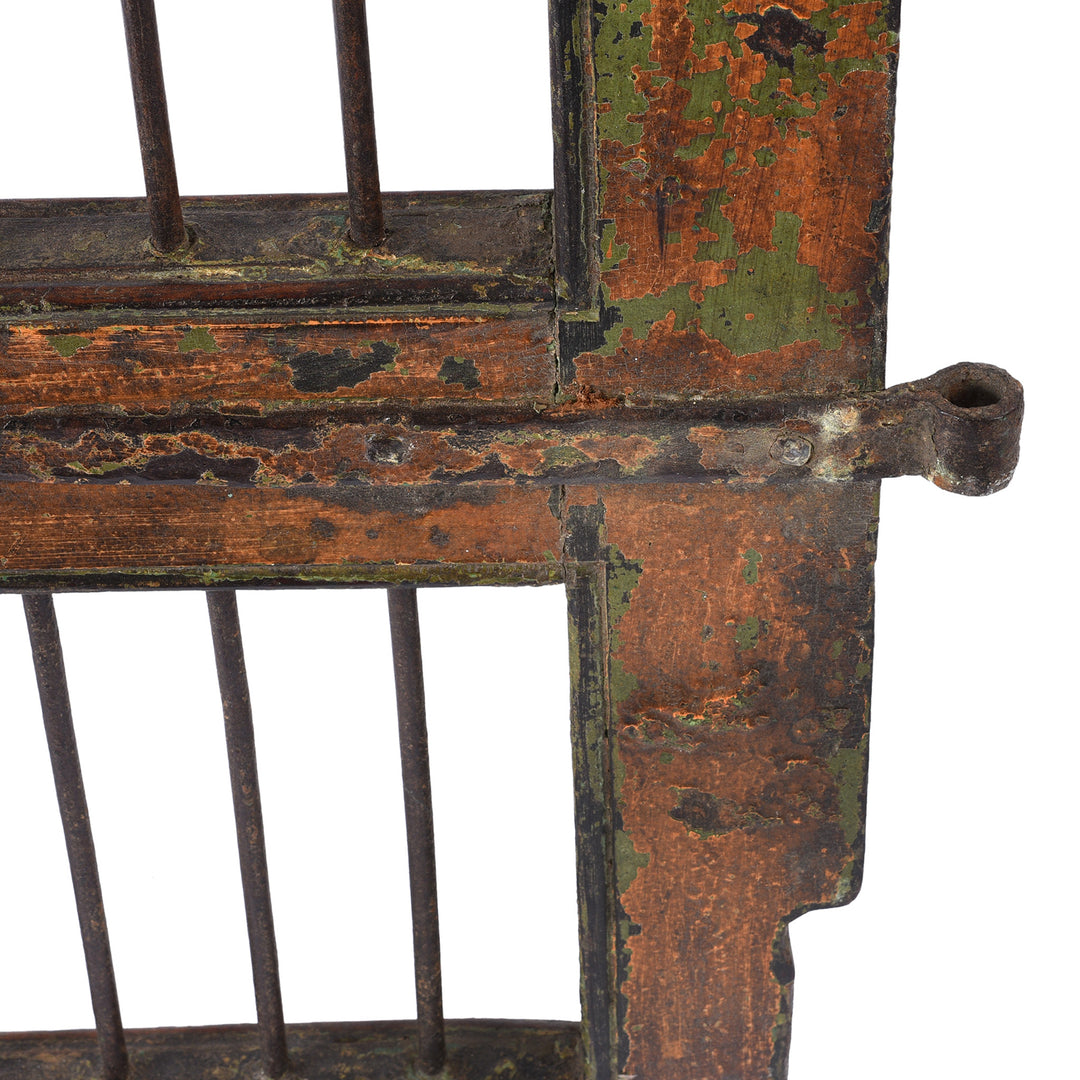 Hinge Detail From Teak & Iron Jali Dog Gate From Gujarat | Indigo Antiques