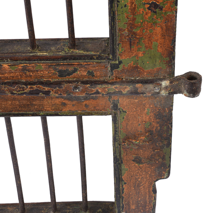 Hinge Detail From Teak & Iron Jali Dog Gate From Gujarat | Indigo Antiques