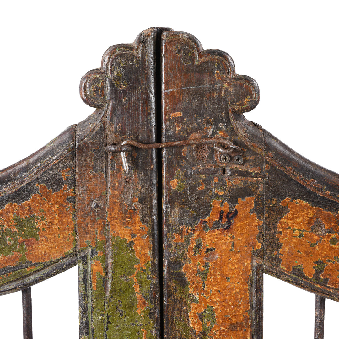 Latch Detail From Teak & Iron Jali Dog Gate From Gujarat | Indigo Antiques
