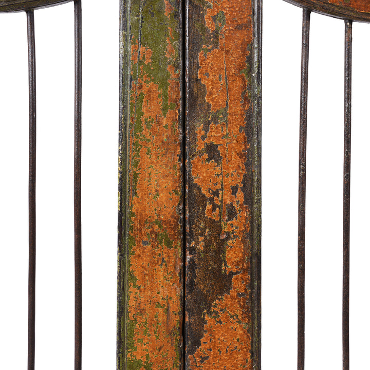 Paintwork Detail From Teak & Iron Jali Dog Gate From Gujarat | Indigo Antiques