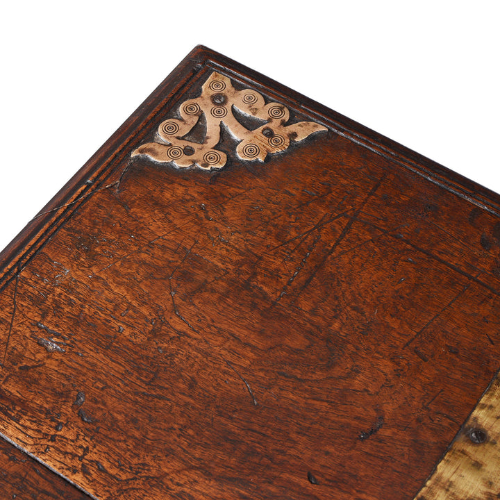 Corner Detail From Antique Indian Brass Bound Teak Chest | Indigo Antiques