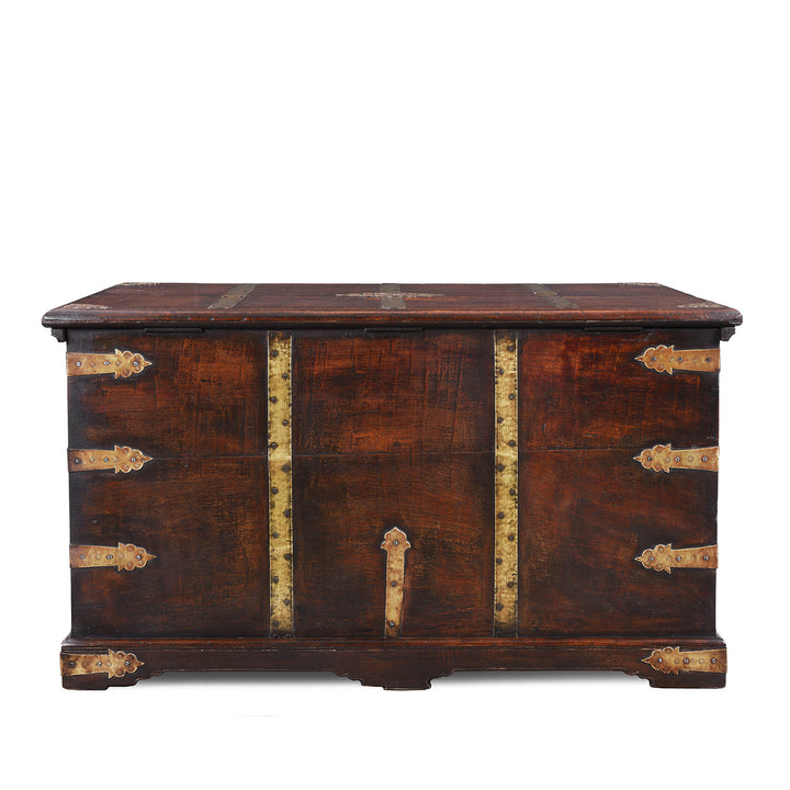 Back Of Antique Indian Brass Bound Teak Chest | Indigo Antiques