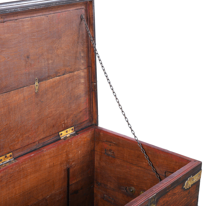 Chain Detail From Antique Indian Brass Bound Teak Chest | Indigo Antiques