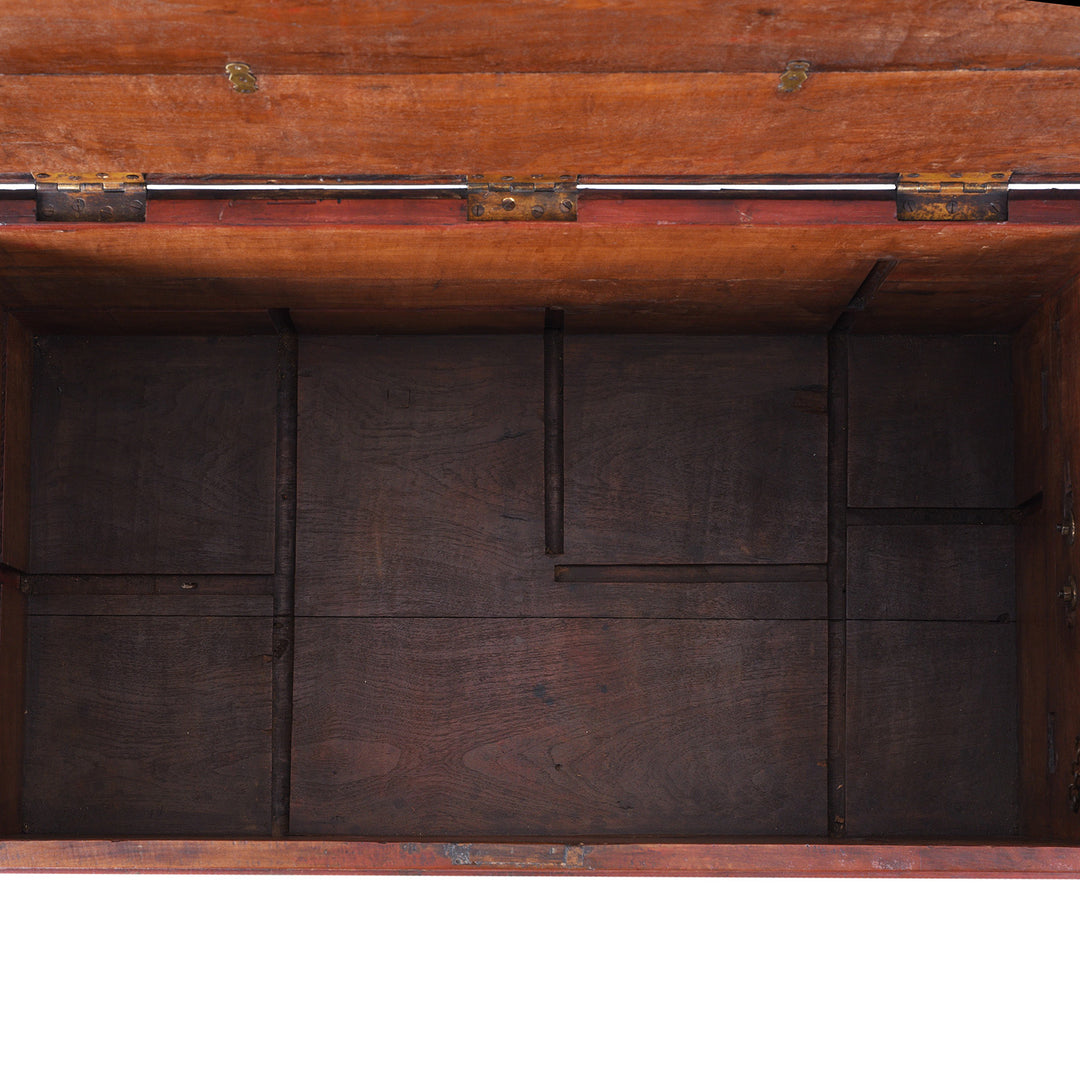 Interior View Of Antique Indian Brass Bound Teak Chest | Indigo Antiques