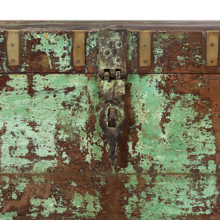 Latch Detail From Painted Brass Bound Military Chest From Rajasthan -19th Century | Indigo Antiques