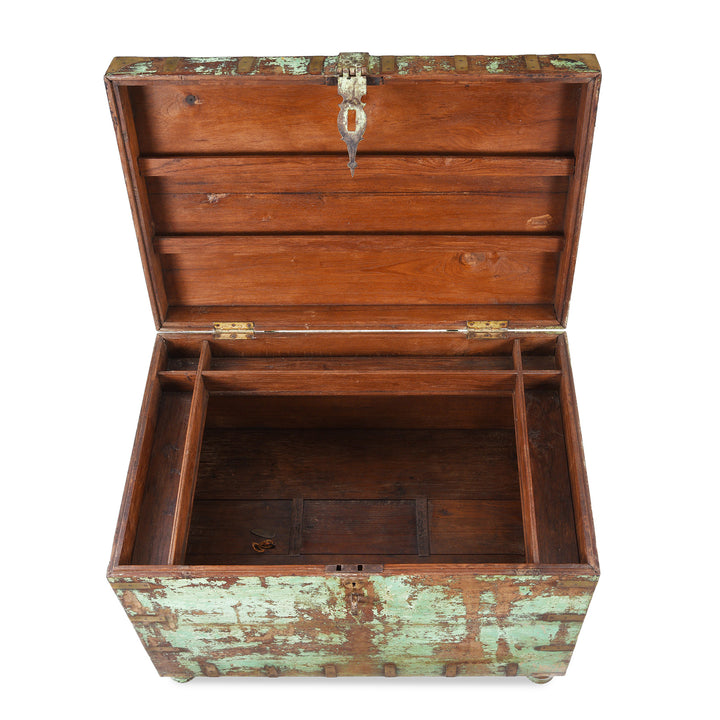 Interior Of Painted Brass Bound Military Chest From Rajasthan -19th Century | Indigo Antiques