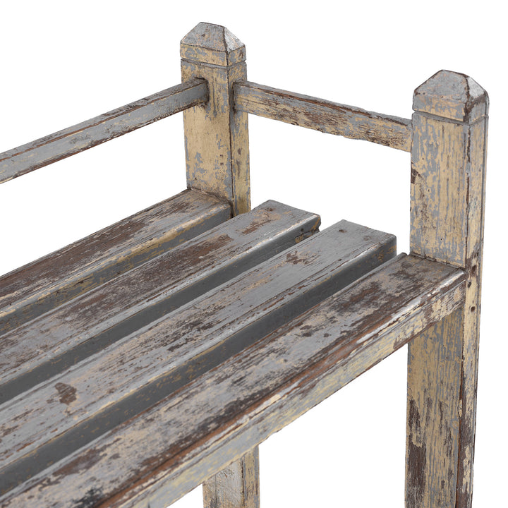 Detail From Vintage Indian White Painted Teak Shelf | Indigo Antiques