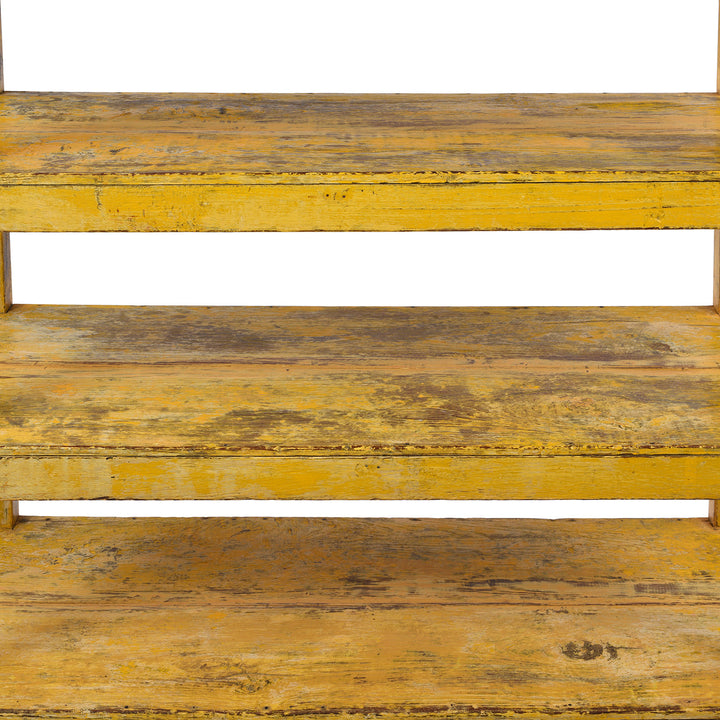 Shelf Detail From Vintage Yellow Indian Painted Slated Teak Shelf From Gujarat | Indigo Antiques