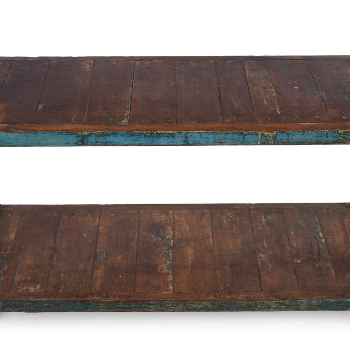 Shelf Detail From Vintage Blue Indian Painted Teak Shelf From Gujarat | Indigo Antiques
