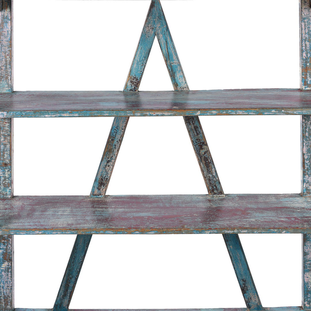 Shelf Detail From Vintage Blue Indian Painted Teak Shelf From Gujarat | Indigo Antiques