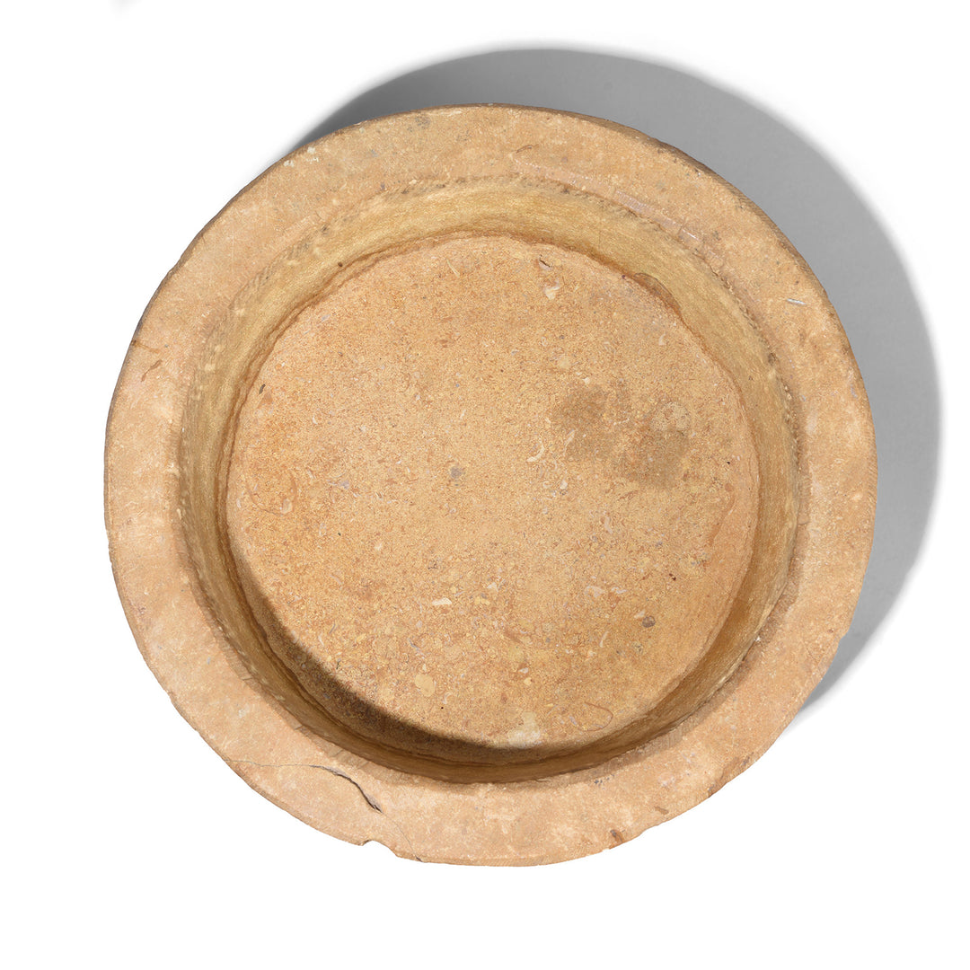 Top Down VIew Of Antique Carved Stone Bird Bath From Rajasthan | Indigo Antiques