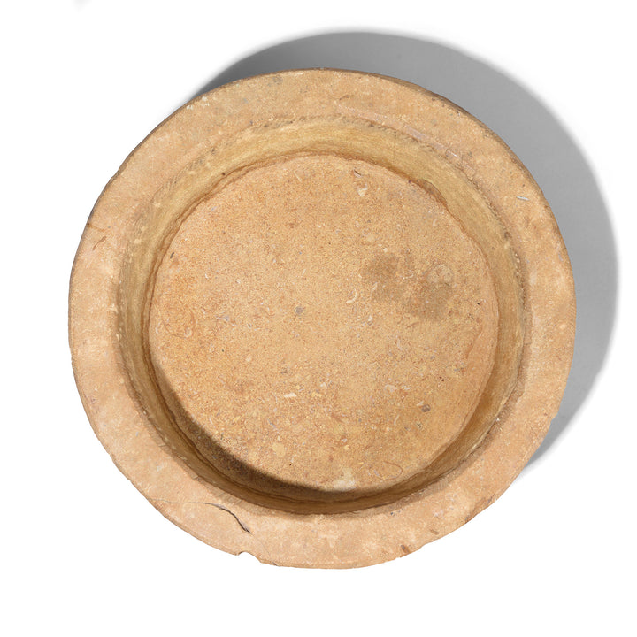 Top Down VIew Of Antique Carved Stone Bird Bath From Rajasthan | Indigo Antiques