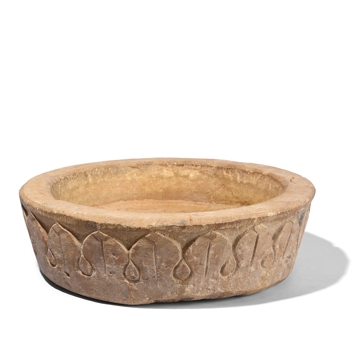 Antique Carved Stone Bird Bath From Rajasthan | Indigo Antiques