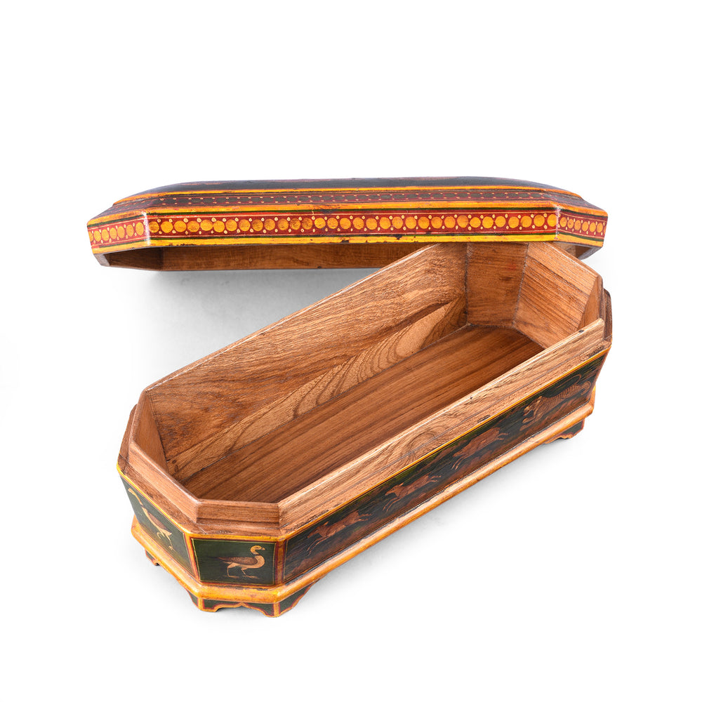 Interior Of Reproduction Green Painted Pen Box | Indigo Antiques