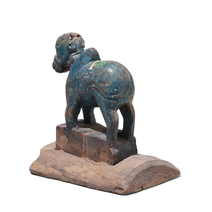 Rear View Of Vintage Painted Indian Nandi Bull Figurine | INDIGO ANTIQUES