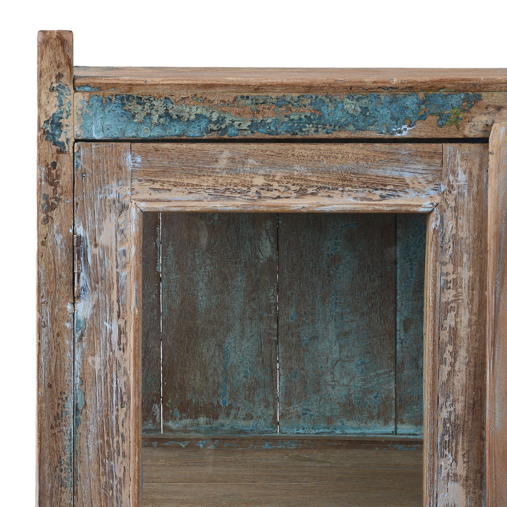Corner Detail From Vintage Indian Glazed Teak Cabinet | Indigo Antiques