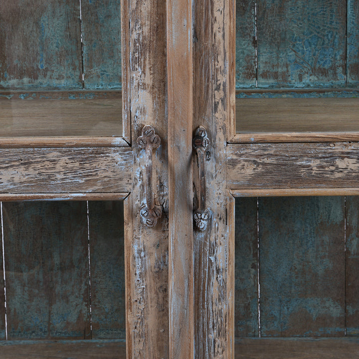 Handles Detail From Vintage Indian Glazed Teak Cabinet | Indigo Antiques