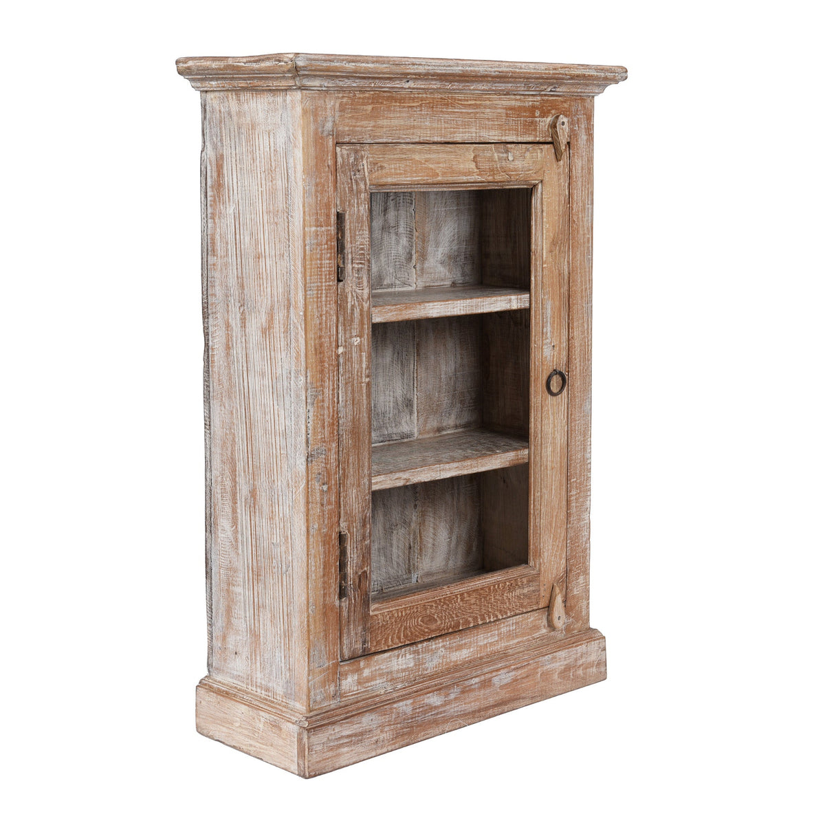 Angled View Of Painted Indian Glazed Wall Cabinet | Indigo Antiques