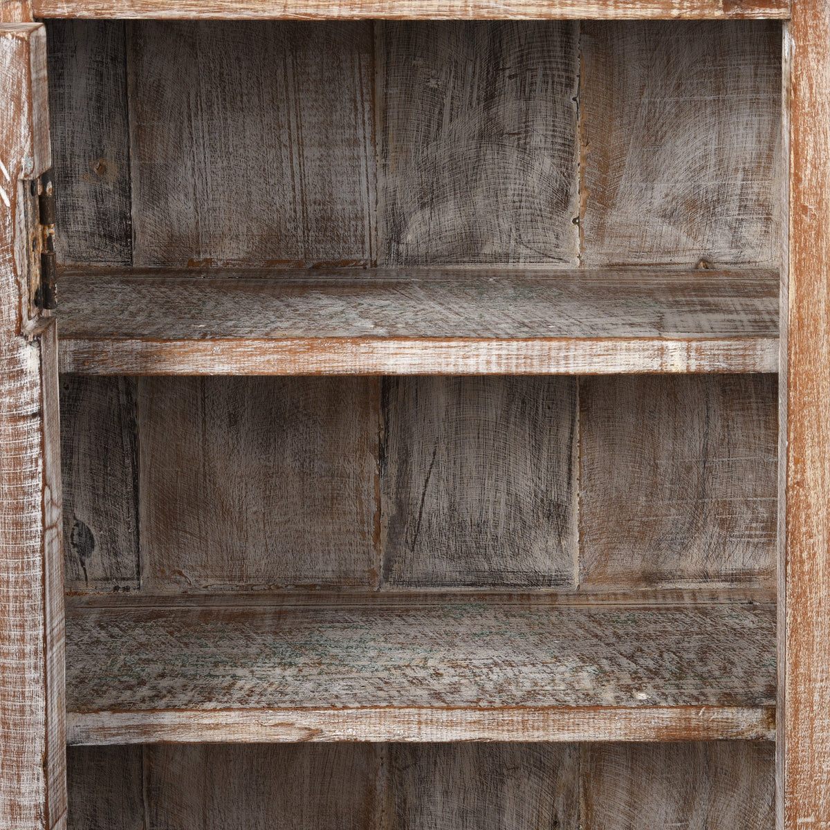 Interior Detail From Painted Indian Glazed Wall Cabinet | Indigo Antiques