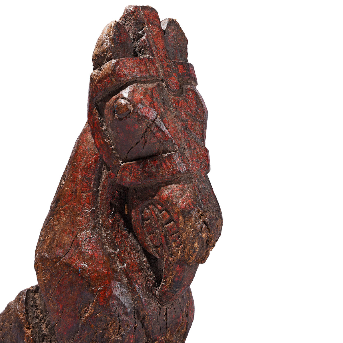 Detail From Antique Indian Carved Teak Horse Head Corbel On Stand | Indigo Antiques