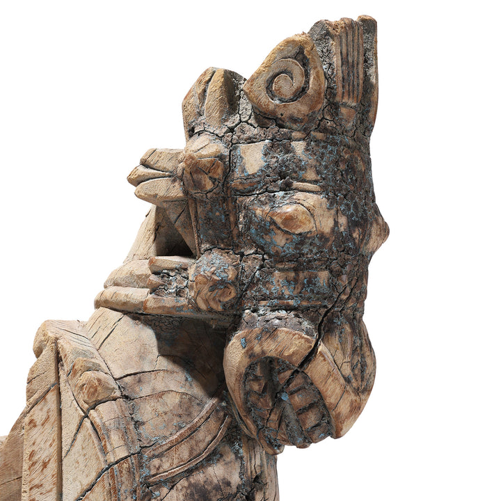 Detail From Antique Indian Wooden Horse Head Carving | Indigo Antiques