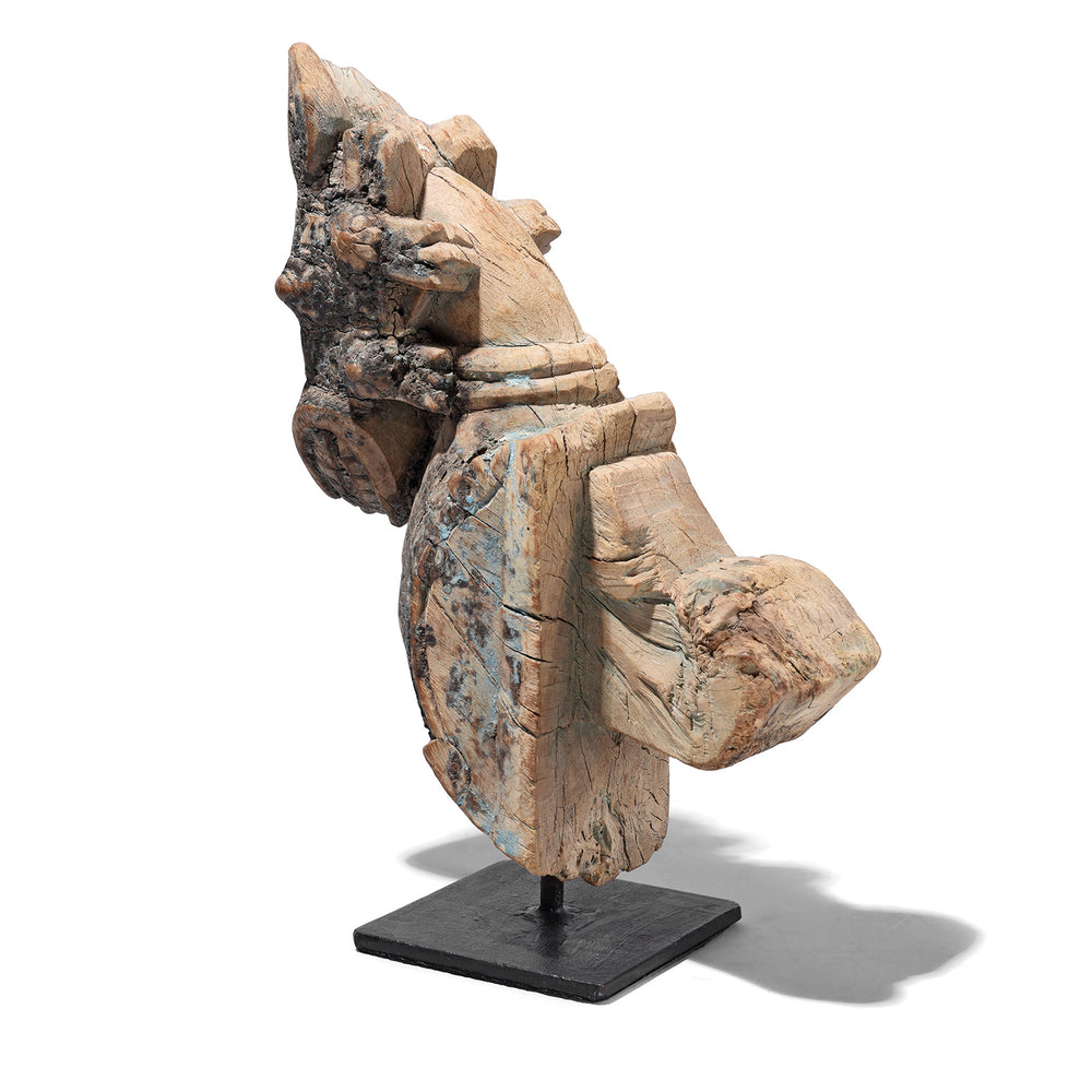 Rear View Of Antique Indian Wooden Horse Head Carving | Indigo Antiques