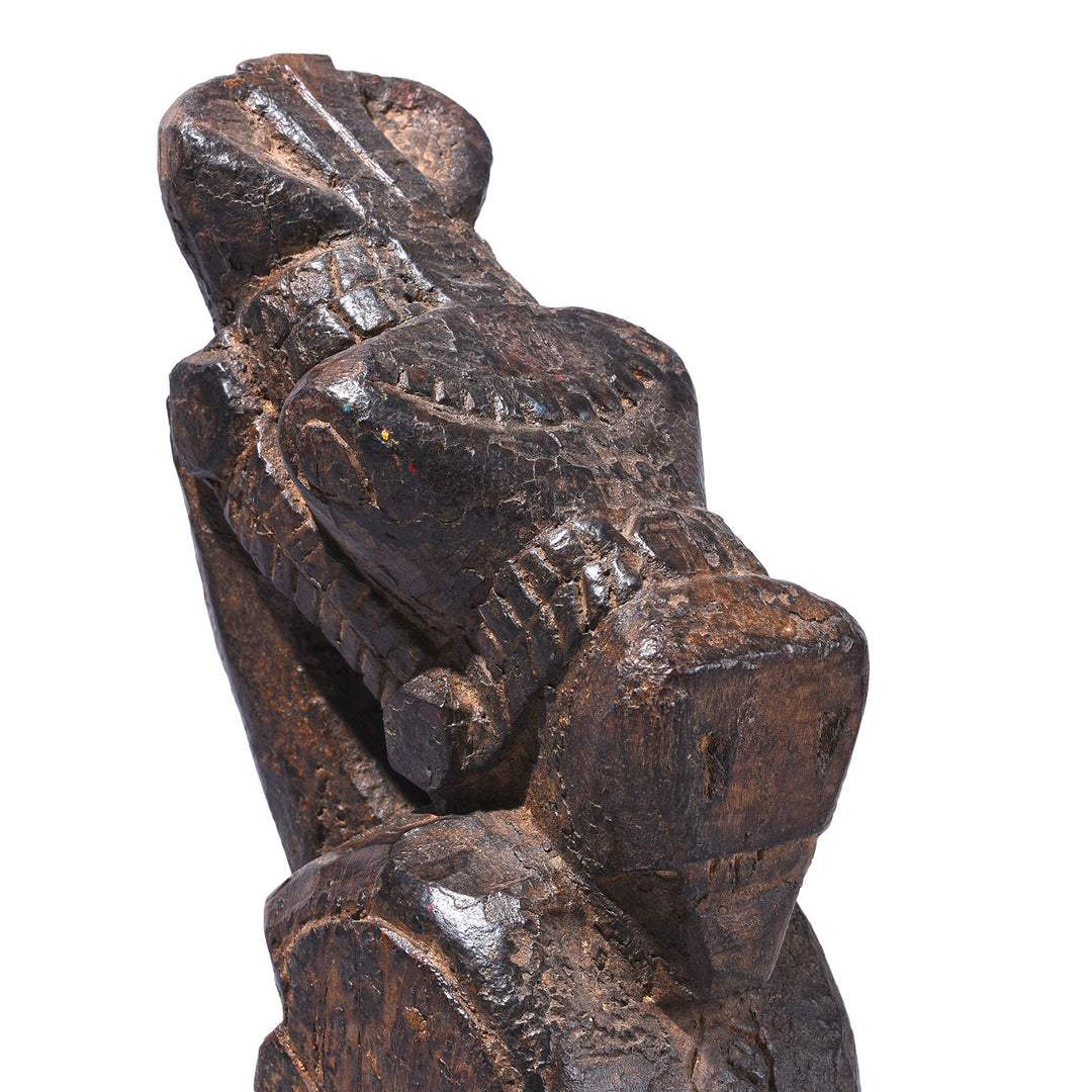 Carving Detail From Antique Carved Teak Horse Head On Stand | Indigo Antiques